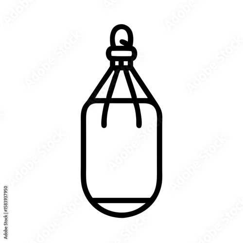 Vector illustration of a punching bag in minimal line style, transparent background