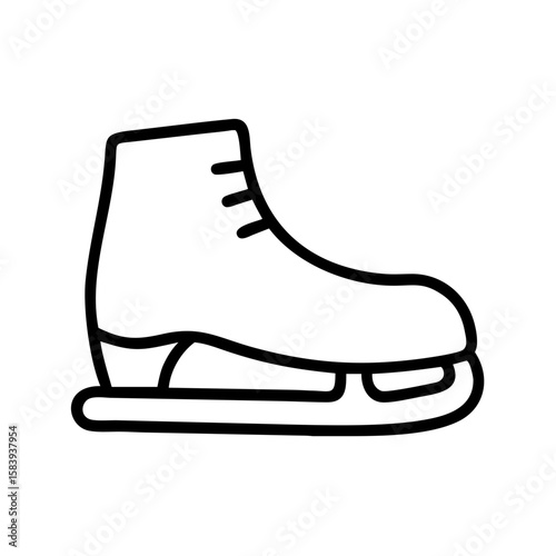 Ice skate icon outlined in simple style, transparent background
