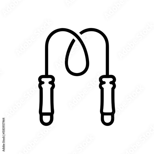 Skipping rope illustration with curved handles in minimalist style, transparent background