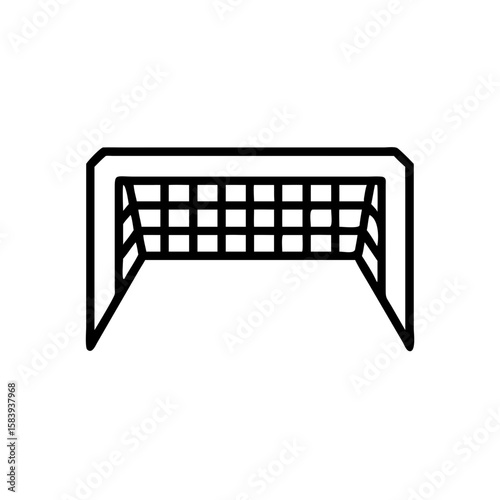 Soccer goal illustration with grid and outline design, transparent background