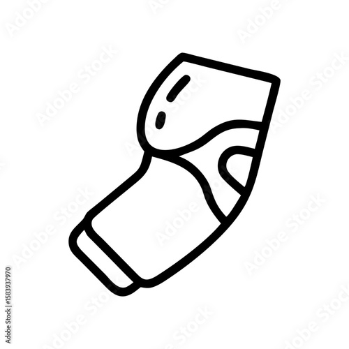 Sports elbow pads icon in minimalist black line design, transparent background