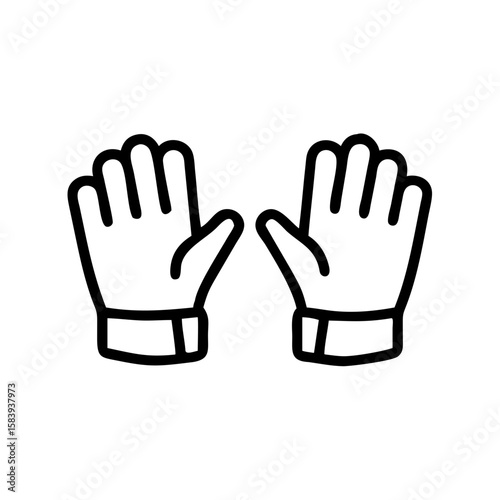 Sports gloves in simple line art design with open palms, transparent background