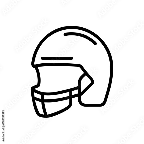 Line art of a sports helmet for safety and protection in games, transparent background