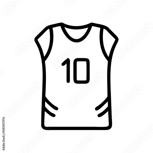 Sports jersey with number 10 in minimal outline design, transparent background
