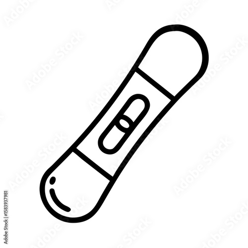 Snowboard icon in minimalist style with black outline, transparent background