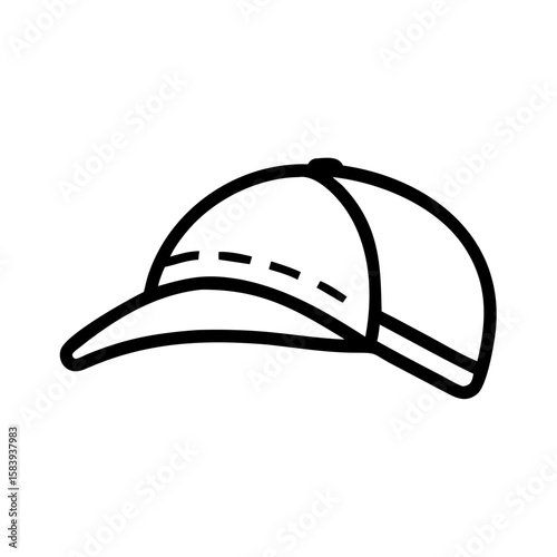 Outline illustration of a sports cap in minimalist style, transparent background