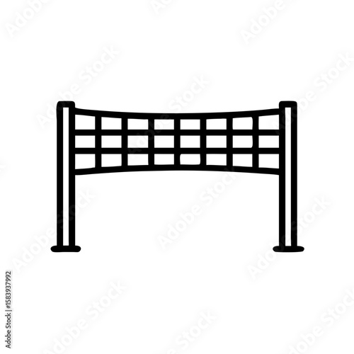 Vector icon of a volleyball net in simple black line design, transparent background