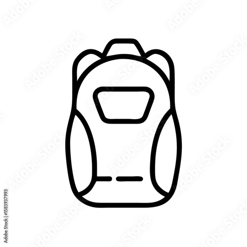 Outline of a sports backpack in minimalist design, transparent background