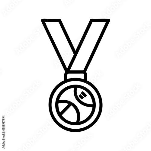 Sports medal with abstract design and ribbon for competitions, transparent background