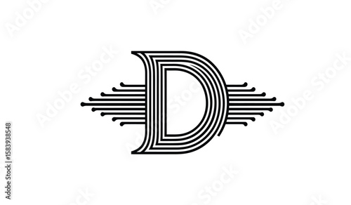 Geometric Letter D Logo Design with Lines and Connected Dots