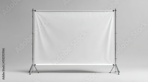 Blank White Step And Repeat Mockup for Event Presentation on Gray Background