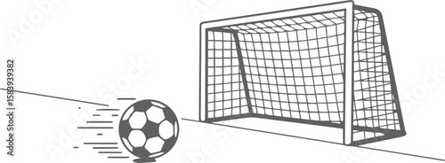 football ball and goal,  Football goal. Soccer goal. Vector, soccer ball in goal with black & White background
