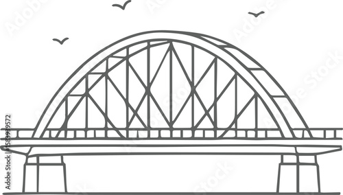 bridge over the river, bridge line icon set vector, Various bridges for towns and villages, contemporary modern icons, outline black bridges.