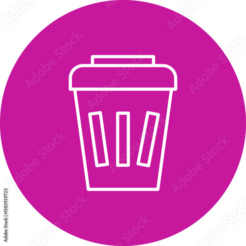 Trash Bin Vector Pink Circle  Icon Design