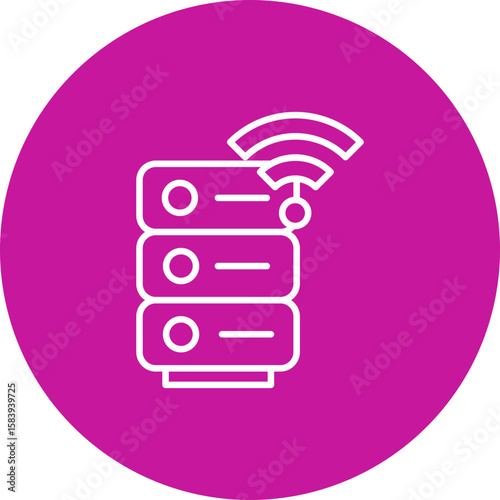 Wireless Database Vector Pink Circle  Icon Design