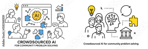 Crowdsourced AI as a tool for community problem solving with diverse participants and collaborative elements