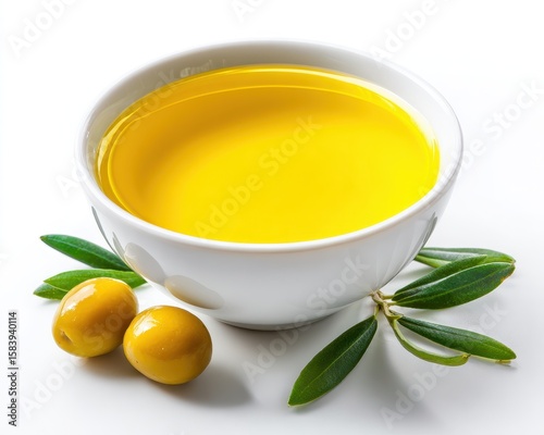 Wallpaper Mural Fresh Extra Virgin Olive Oil in a White Bowl, Perfect Ingredient for Delicious Cooking on a Crisp White Background Torontodigital.ca