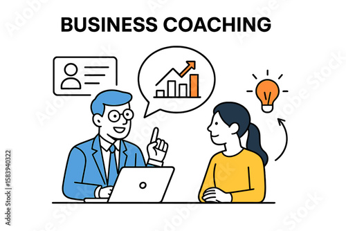 Business coaching session focused on strategy and growth opportunities in a modern office environment
