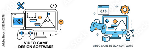 Creative software for designing and developing video games in a colorful digital workspace