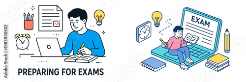 Students engaging in focused study sessions to prepare for exams through various learning resources and tools