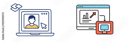 Digital workspace for remote collaboration featuring user profile and analytics dashboard