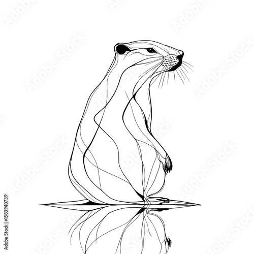 Stylized illustration of a standing beaver with minimalist design  