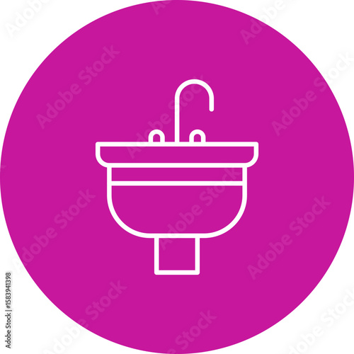 Sink Vector Pink Circle Icon Design