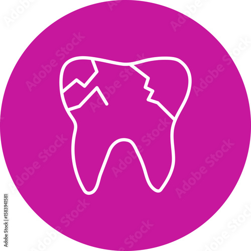 Broken Tooth Vector Pink Circle Icon Design