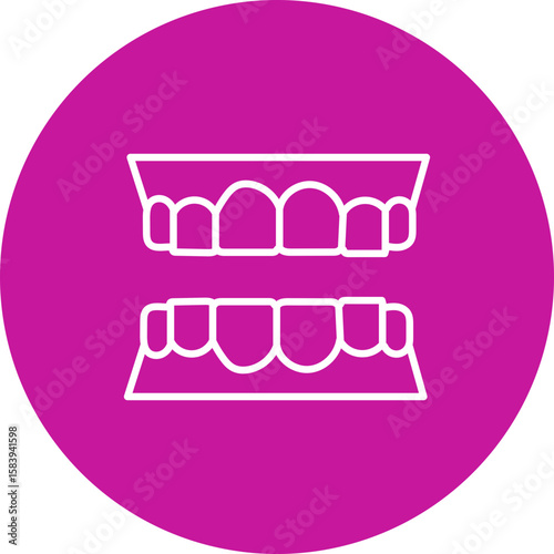 Denture Vector Pink Circle Icon Design