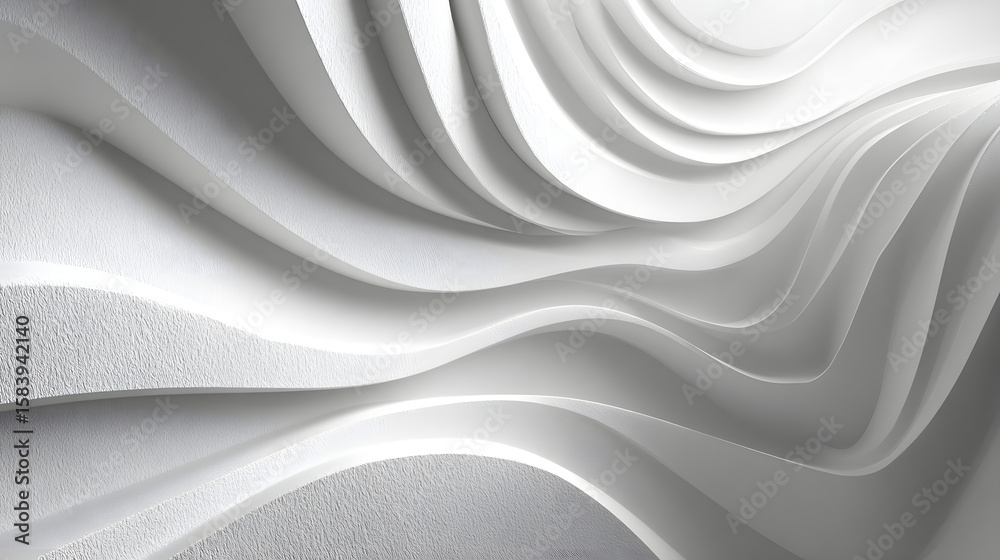 Fototapeta premium White striped background, 3d wavy stripes abstract background white gray pattern. Abstract 3d white wave modern minimal backgrund