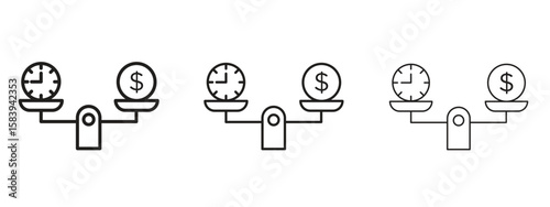 Time and money compare scale icon for Website or Apps Elements, Logo. Pixel vector graphics