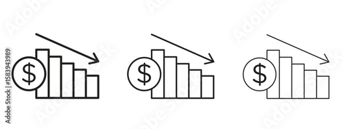 Operating profit loss icon for Website or Apps Elements, Logo. Pixel vector graphics