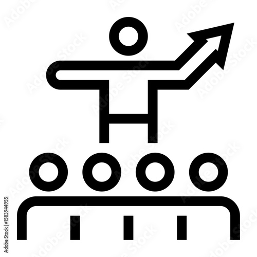 Icono de mentoring. Acompañamiento, guía y orientación.  Personas guiando a otra con flecha. Ilustración vectorial 