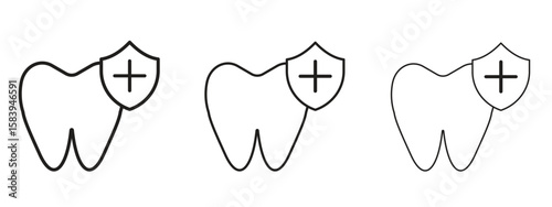 Dental insurance icon for Website or Apps Elements, Logo. Pixel vector graphics