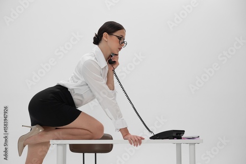 Officeworker on table