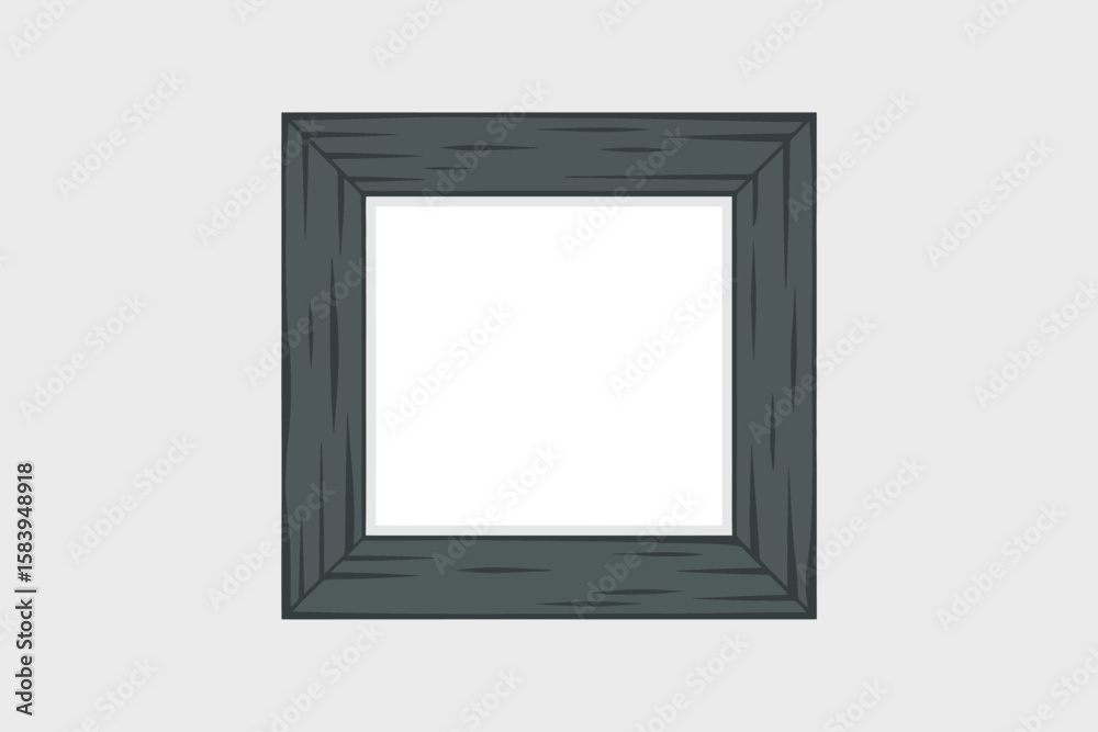 Square gray wooden frame with white center creates a versatile design element for showcasing pictures, prints, artwork or typography. Square gray wooden frame with white center creates a versatile design element for showcasing pictures, prints, artwork or typography.