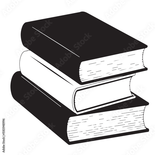 A stack of books stands tall, representing knowledge, education, and the joy of reading, isolated on white background