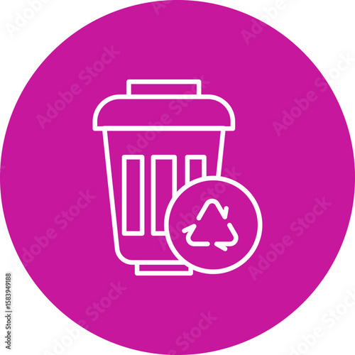 Recycle Bin  Vector Pink Circle Icon Design