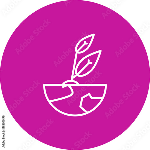 Green Planet  Vector Pink Circle Icon Design