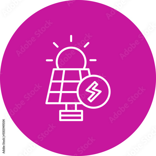 Solar Energy Panel  Vector Pink Circle Icon Design