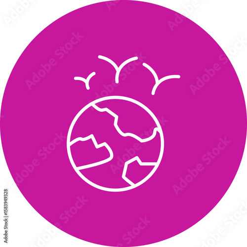 Earth with Animals  Vector Pink Circle Icon Design