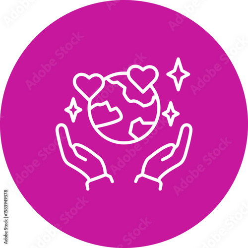 Earth Day Poster  Vector Pink Circle Icon Design