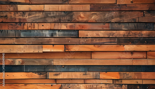 Close up of wall made of wooden planks. Wood plank texture background. Wood panels. Wooden background.