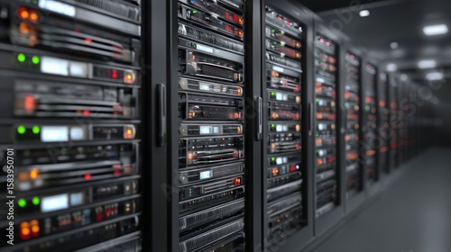 Data center server racks network technology and digital storage