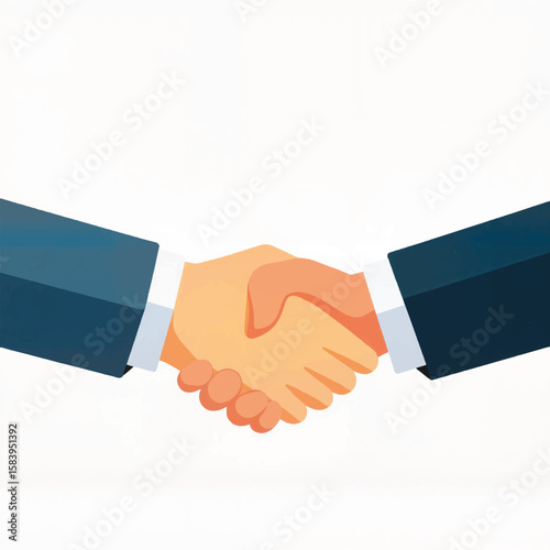 Hands shaking in a business agreement on a white background  