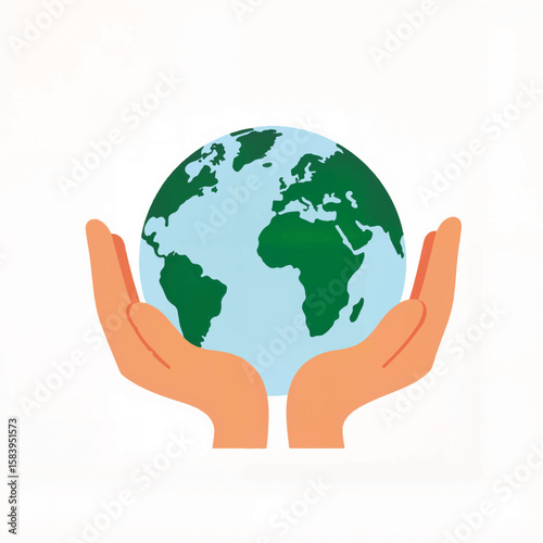 Hands holding a globe symbolizing environmental care and protection  