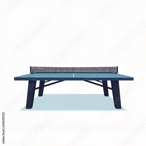Table tennis table in minimalist design on white background  