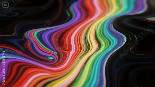 Vibrant fluid lines create a dynamic and colorful abstract background, perfect for modern designs