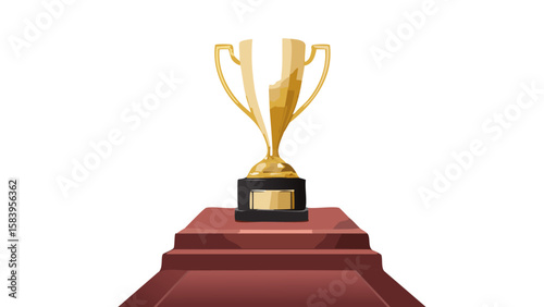 Glowing Gold Trophy on Velvet Podium 