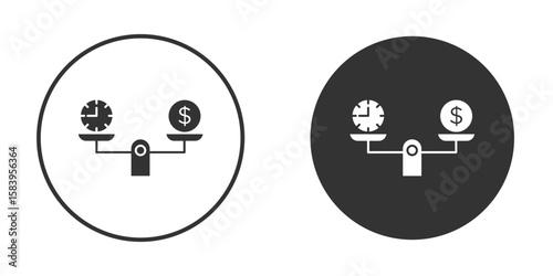 Time and money compare scale icon simple solid style concept. Clipart vectors